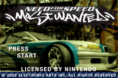Need for Speed: Most Wanted title screen for GameBoy Advance